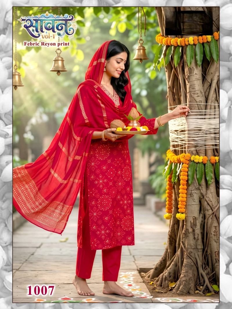 Stylish Savan Vol 1 Rayon Digital Printed Kurti WIth Bottom Dupatta Wholesale 2026