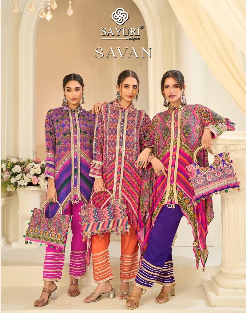 Sayuri Savan Crepe Silk Aari And Gota Patti Work Indo Western Wholesale