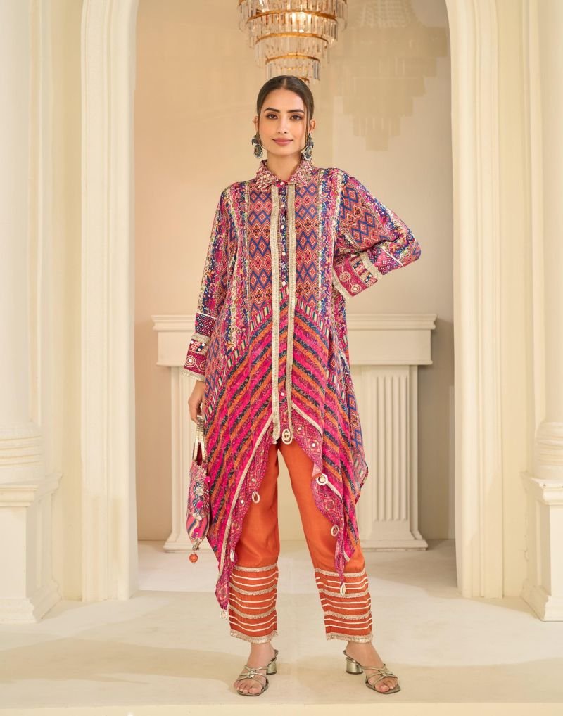 Stylish Sayuri Savan Crepe Silk Aari And Gota Patti Work Indo Western Wholesale 2026
