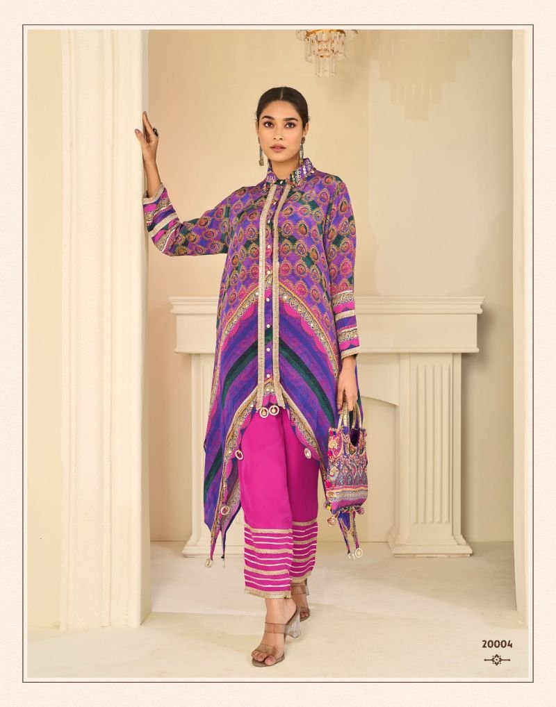 Stylish Sayuri Savan Crepe Silk Aari And Gota Patti Work Indo Western Wholesale 2026