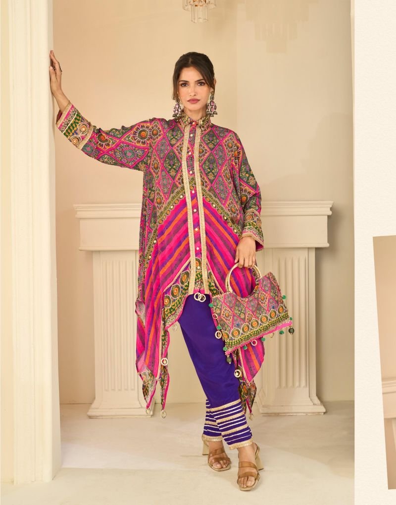 Stylish Sayuri Savan Crepe Silk Aari And Gota Patti Work Indo Western Wholesale 2026