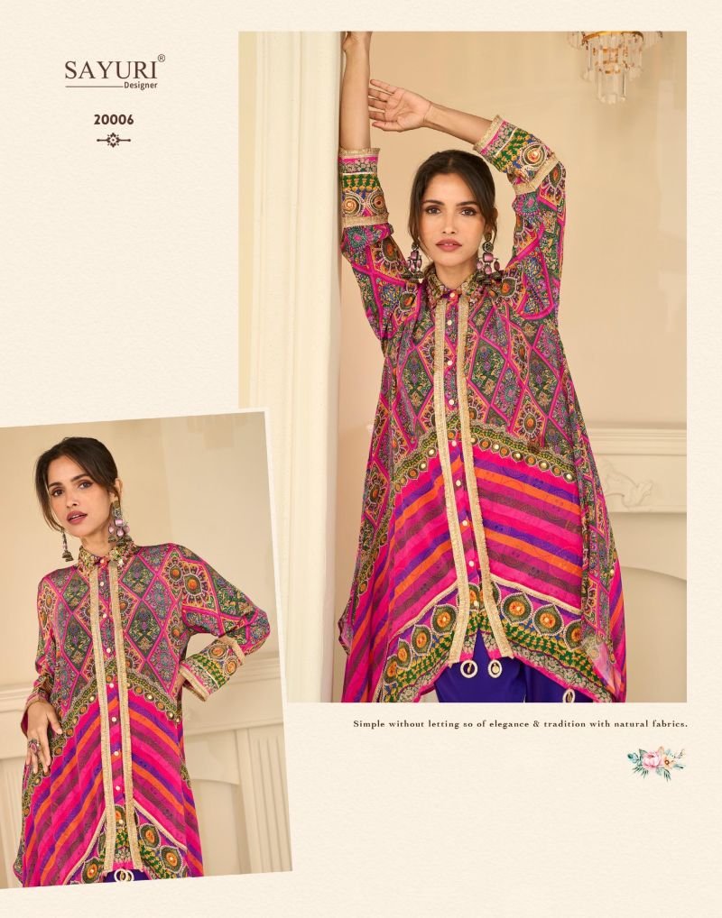Stylish Sayuri Savan Crepe Silk Aari And Gota Patti Work Indo Western Wholesale 2026