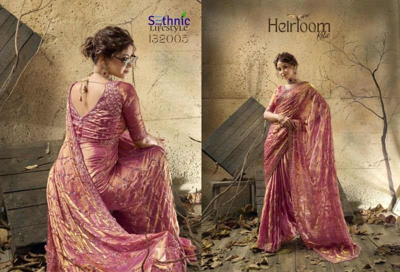 Buy Sethnic Heirloom Relic Velvet Satin Zari Work Designer Saree Collection Wholesale 2026