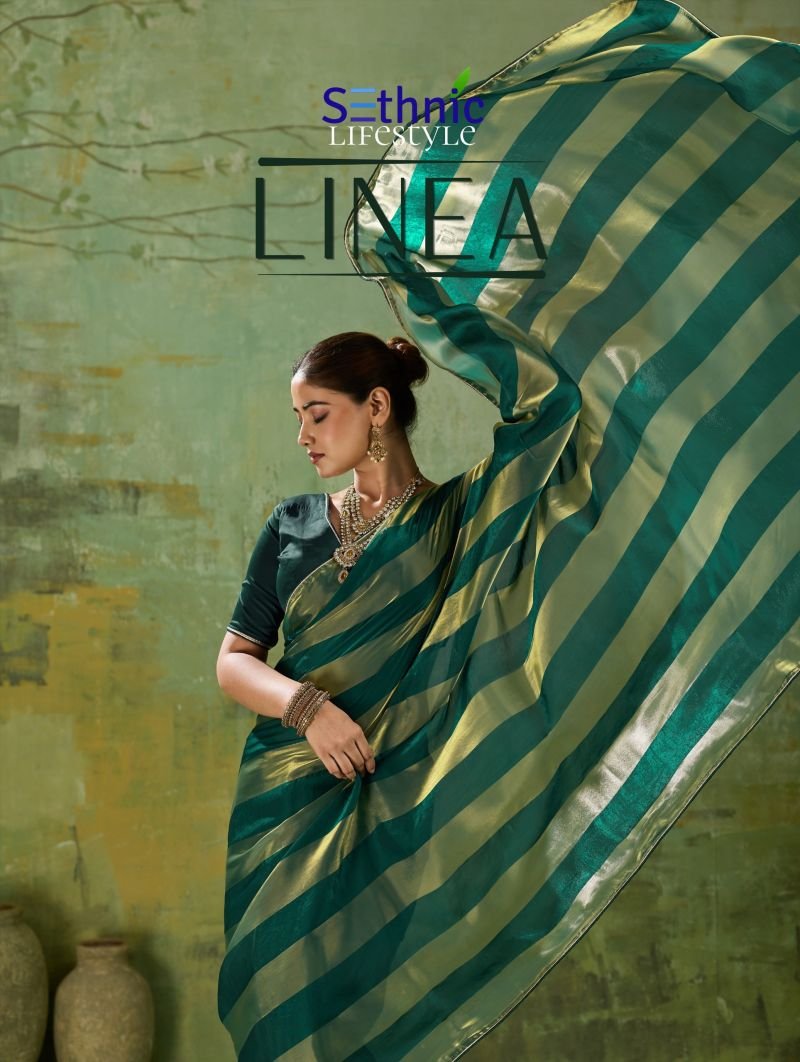 Sethnic Linea Velvet Satin Gold Patta Saree Collection Wholesale
