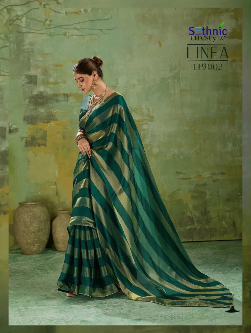 Sethnic Linea Velvet Satin Gold Patta Saree Collection Wholesale