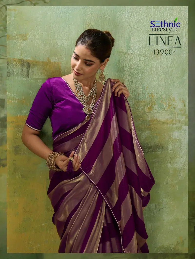 Sethnic Linea Velvet Satin Gold Patta Saree Collection Wholesale