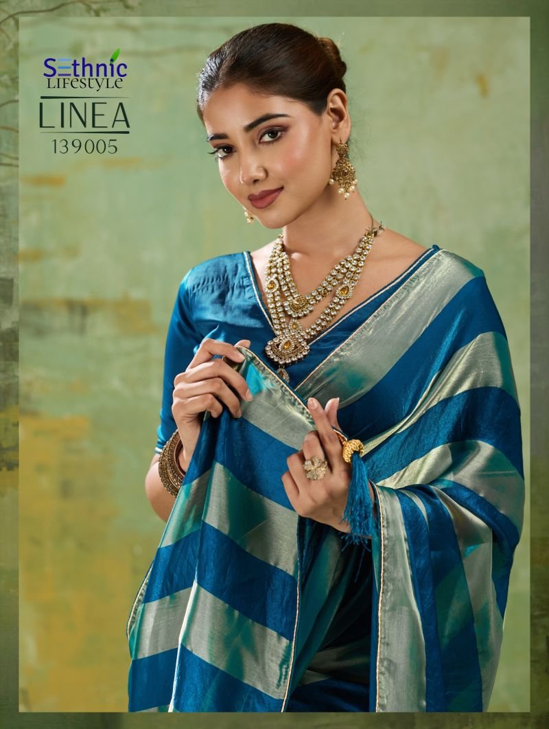 Sethnic Linea Velvet Satin Gold Patta Saree Collection Wholesale