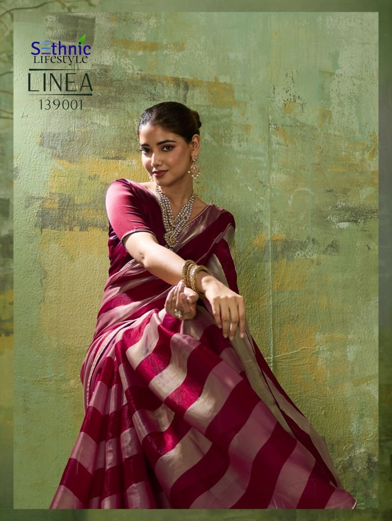 Sethnic Linea Velvet Satin Gold Patta Saree Collection Wholesale