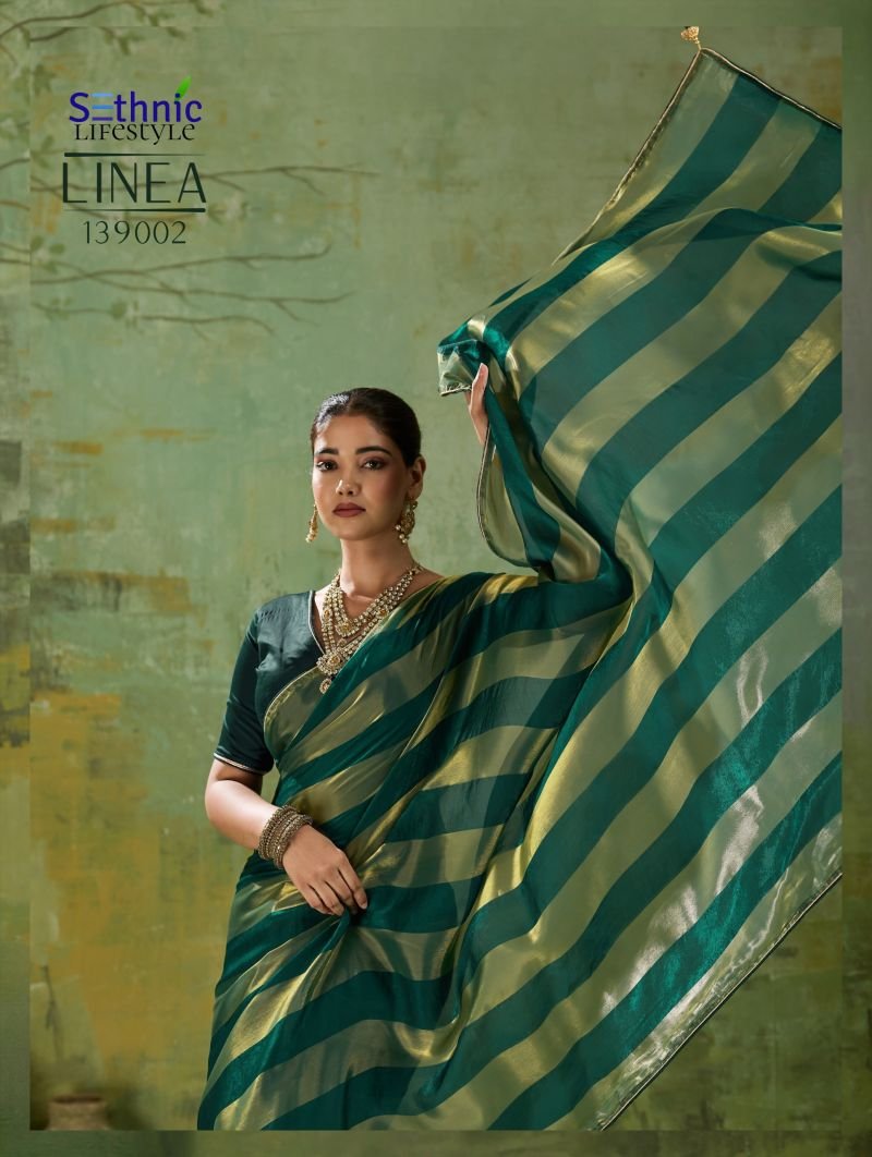 Sethnic Linea Velvet Satin Gold Patta Saree Collection Wholesale
