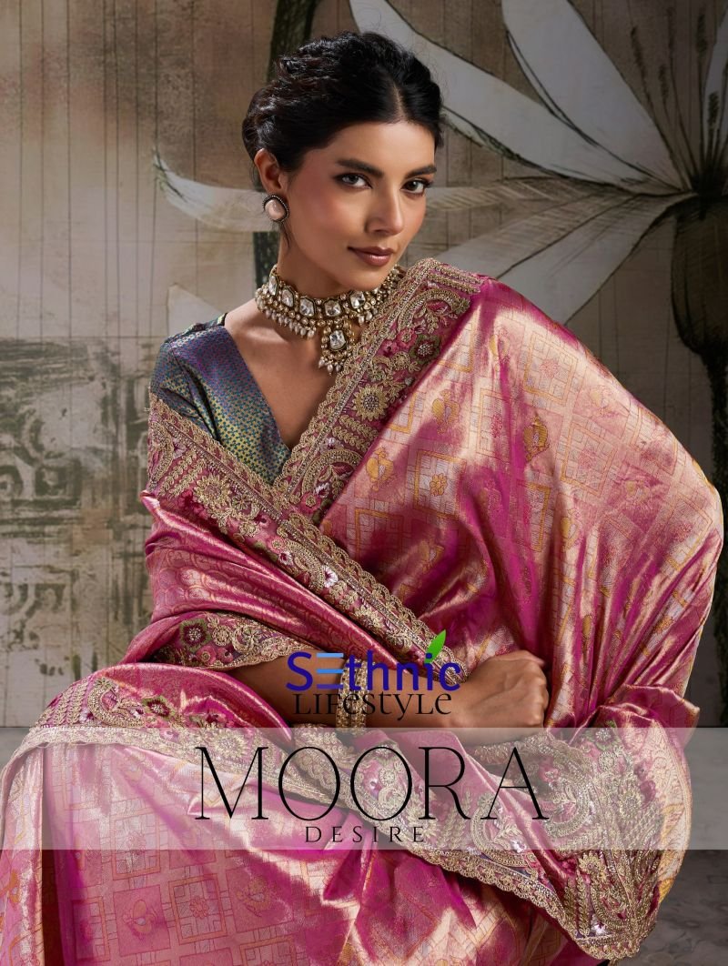 Sethnic Moora Banarasi Jacquard Silk Zarkan Hand Work Saree Collection Wholesale