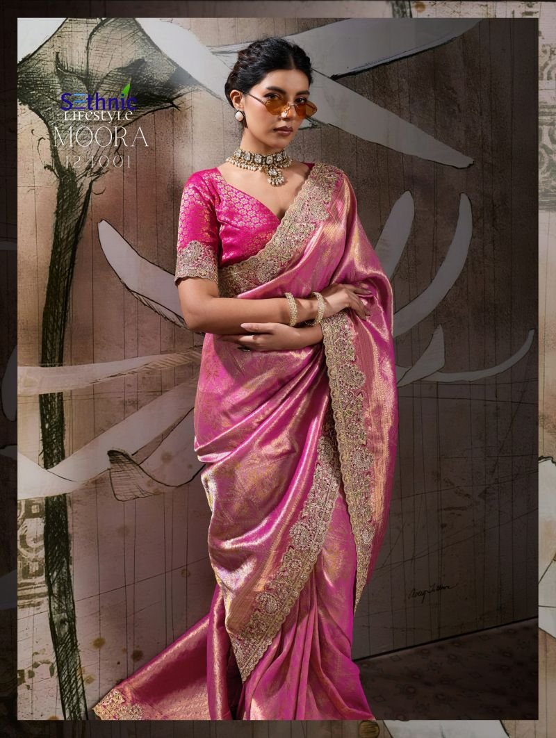 Sethnic Moora Banarasi Jacquard Silk Zarkan Hand Work Saree Collection Wholesale