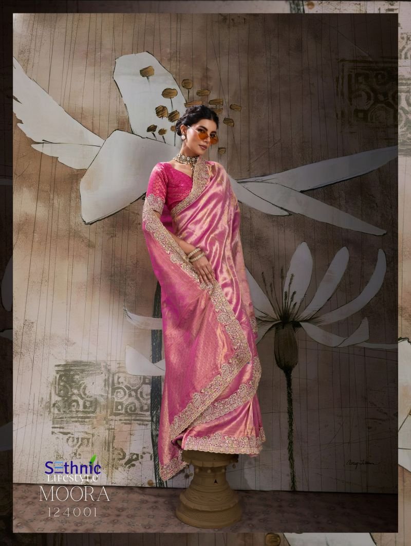 Sethnic Moora Banarasi Jacquard Silk Zarkan Hand Work Saree Collection Wholesale