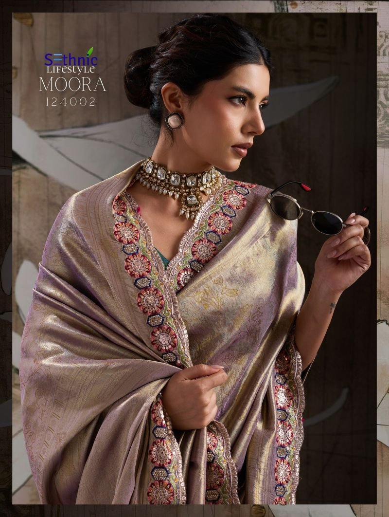 Sethnic Moora Banarasi Jacquard Silk Zarkan Hand Work Saree Collection Wholesale