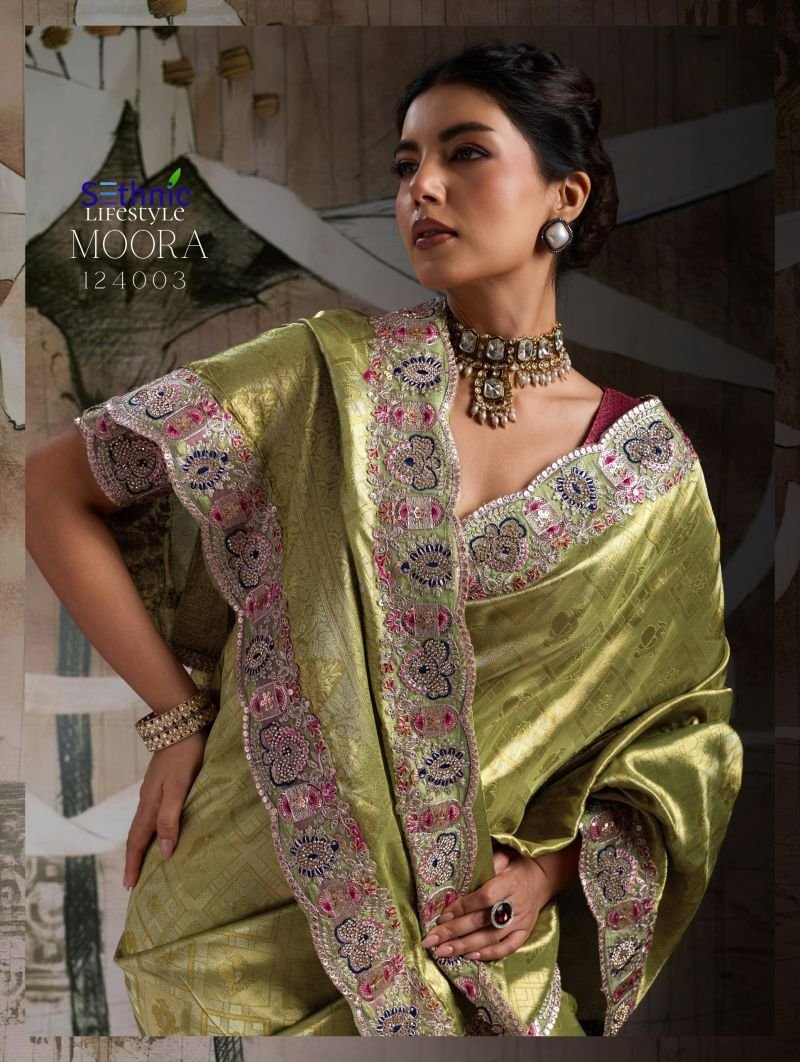 Sethnic Moora Banarasi Jacquard Silk Zarkan Hand Work Saree Collection Wholesale