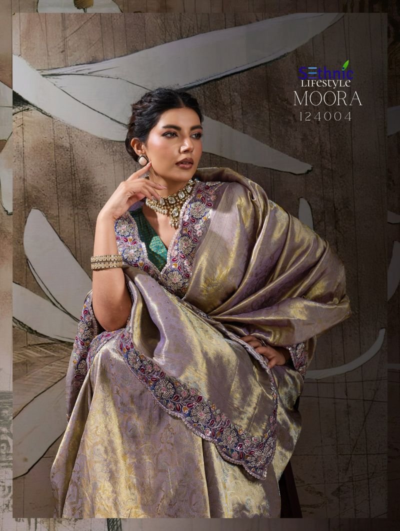 Sethnic Moora Banarasi Jacquard Silk Zarkan Hand Work Saree Collection Wholesale