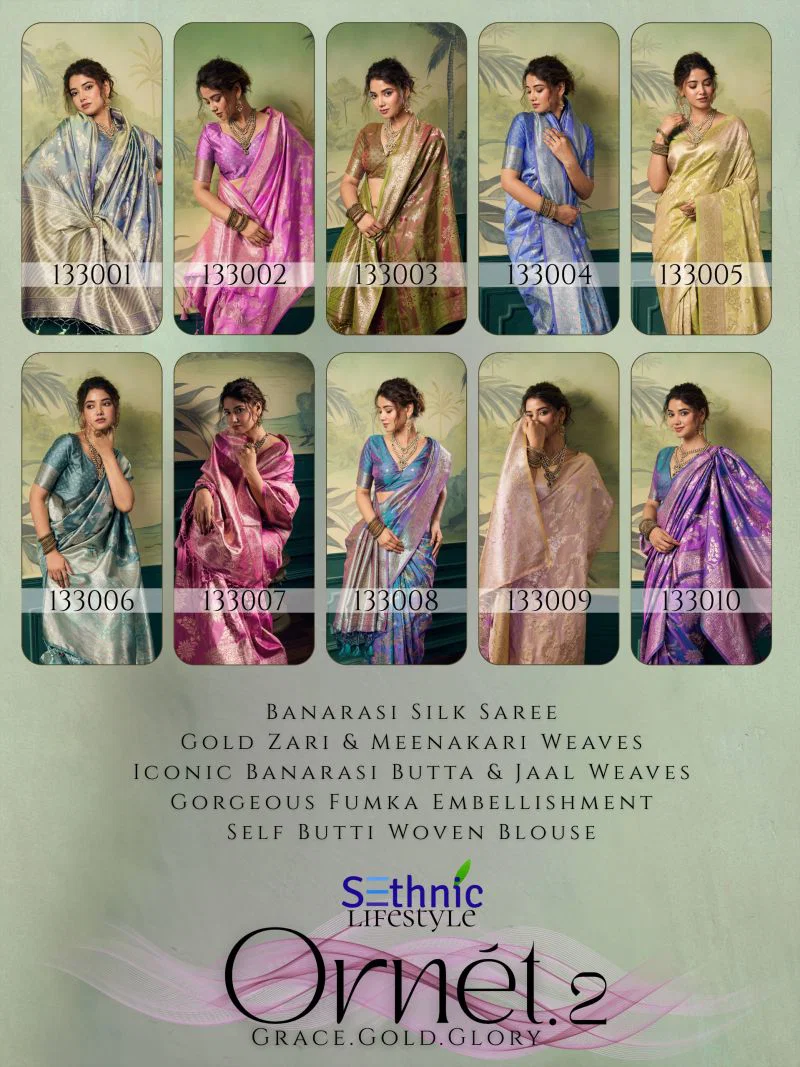 Stylish Sethnic Ornet Vol 2 Two Tone Banarasi Silk Zari Saree Collection Wholesale 2026