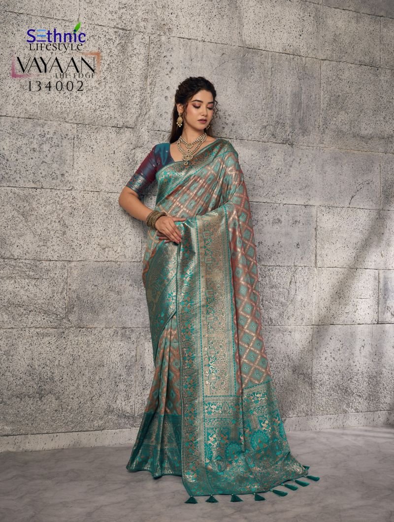 Sethnic Vayaan Banarasi Silk Zari Work Motif Patta Saree Collection Wholesale