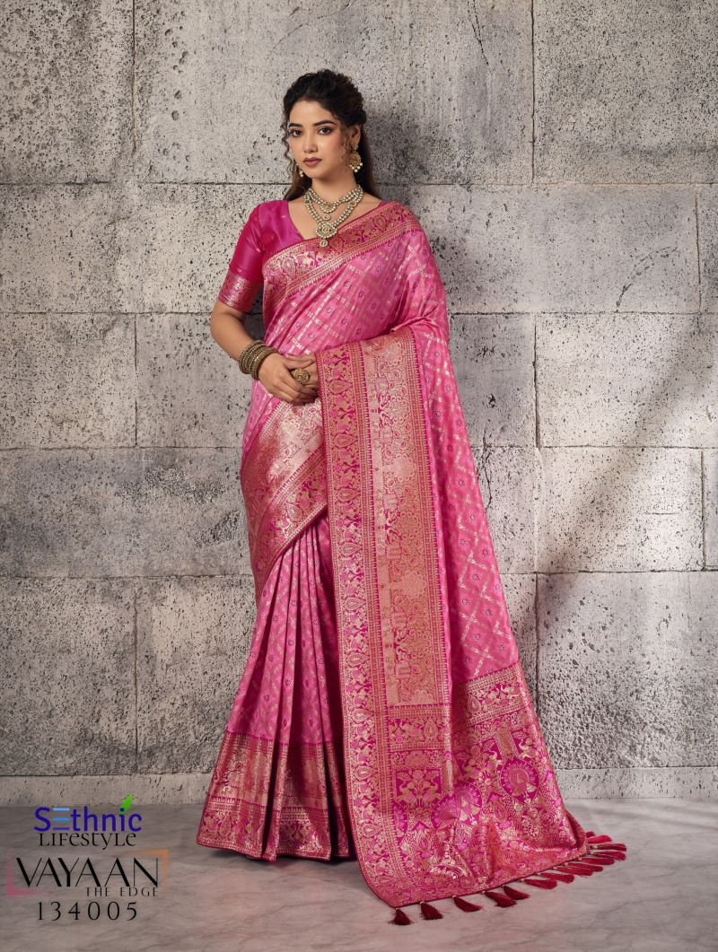 Sethnic Vayaan Banarasi Silk Zari Work Motif Patta Saree Collection Wholesale
