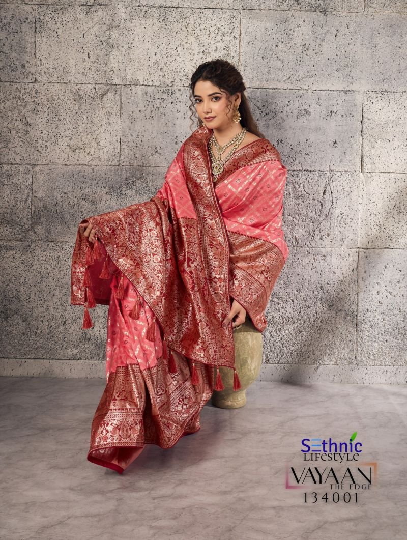 Sethnic Vayaan Banarasi Silk Zari Work Motif Patta Saree Collection Wholesale