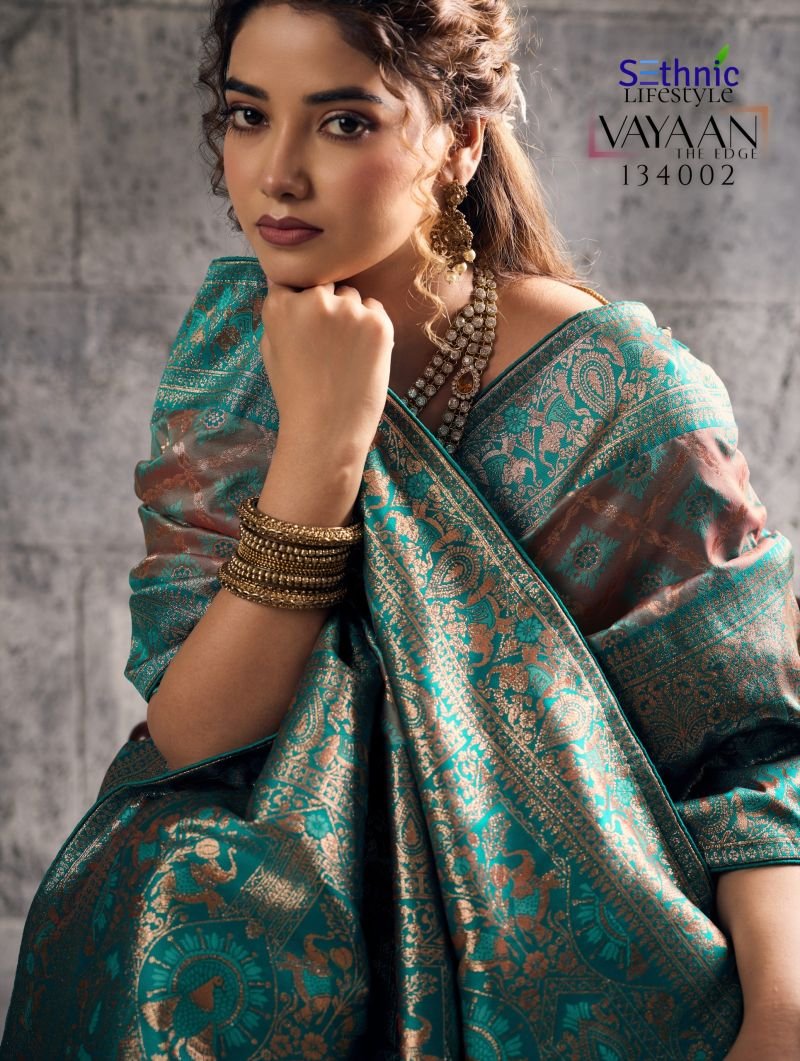 Sethnic Vayaan Banarasi Silk Zari Work Motif Patta Saree Collection Wholesale