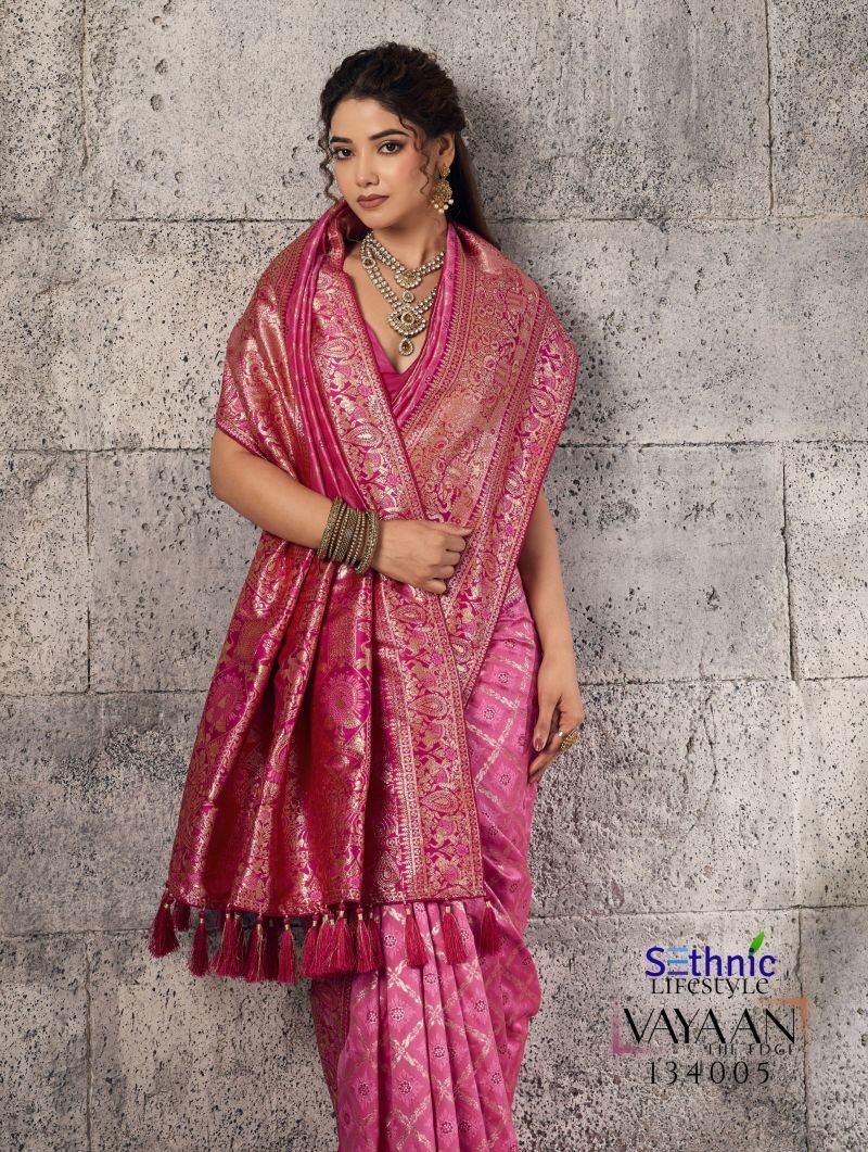 Sethnic Vayaan Banarasi Silk Zari Work Motif Patta Saree Collection Wholesale
