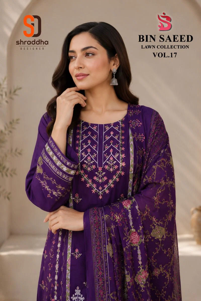Sharaddha Bin Saeed Vol 17 Cotton With Self Embroidered Salwar Kameez Wholesale