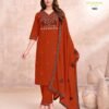 Latest Shodashe Kesar Ajrakh Cotton Thread worked Kurti With Bottom Dupatta Collection Wholesale 2026