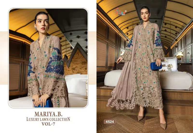 Stylish Shree Mariya B Luxury Lawn Collection Vol 7 Chiffon Dupatta Cotton Embroidered Salwar Kameez Wholesale 2026