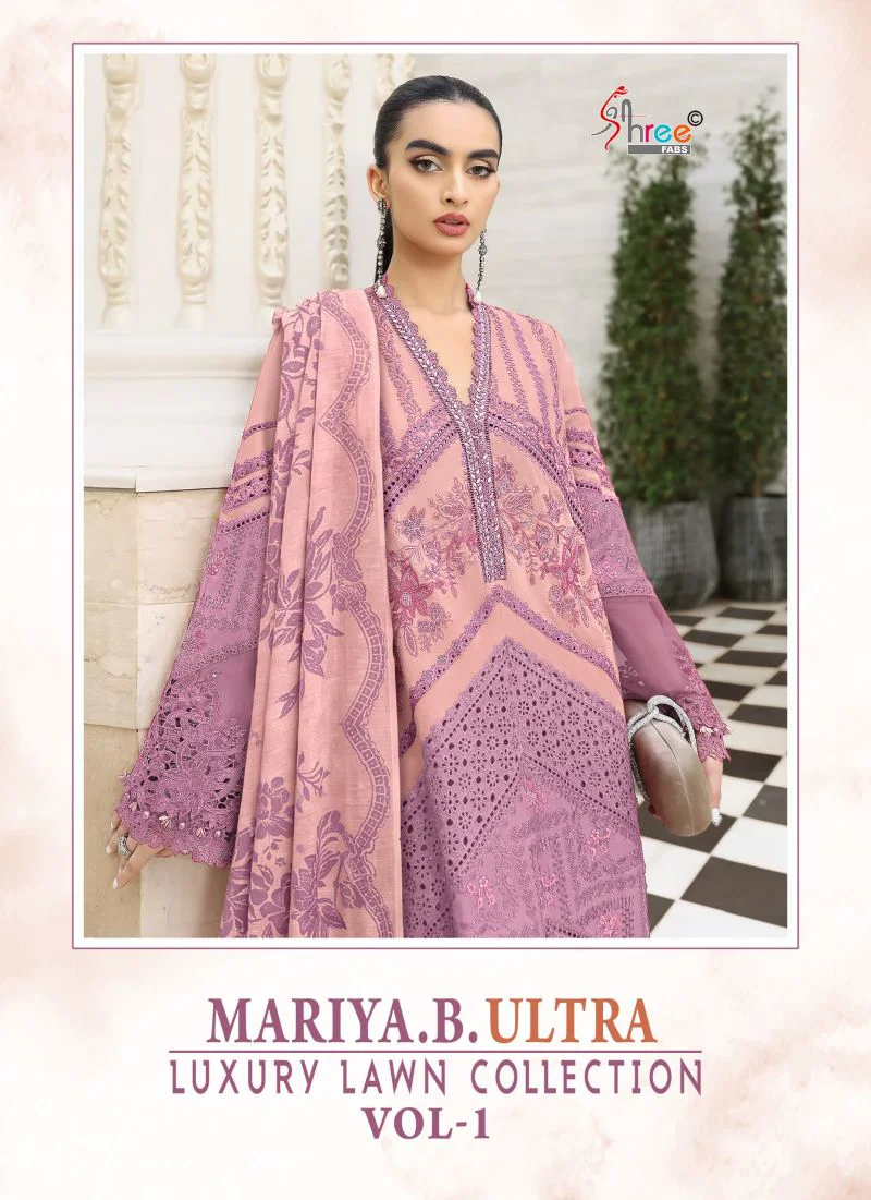 Shree Mariya B Ultra Luxury Lawn Collection Vol 1 Kota Doriya Dupatta Cotton Embroidered Salwar Kameez Wholesale