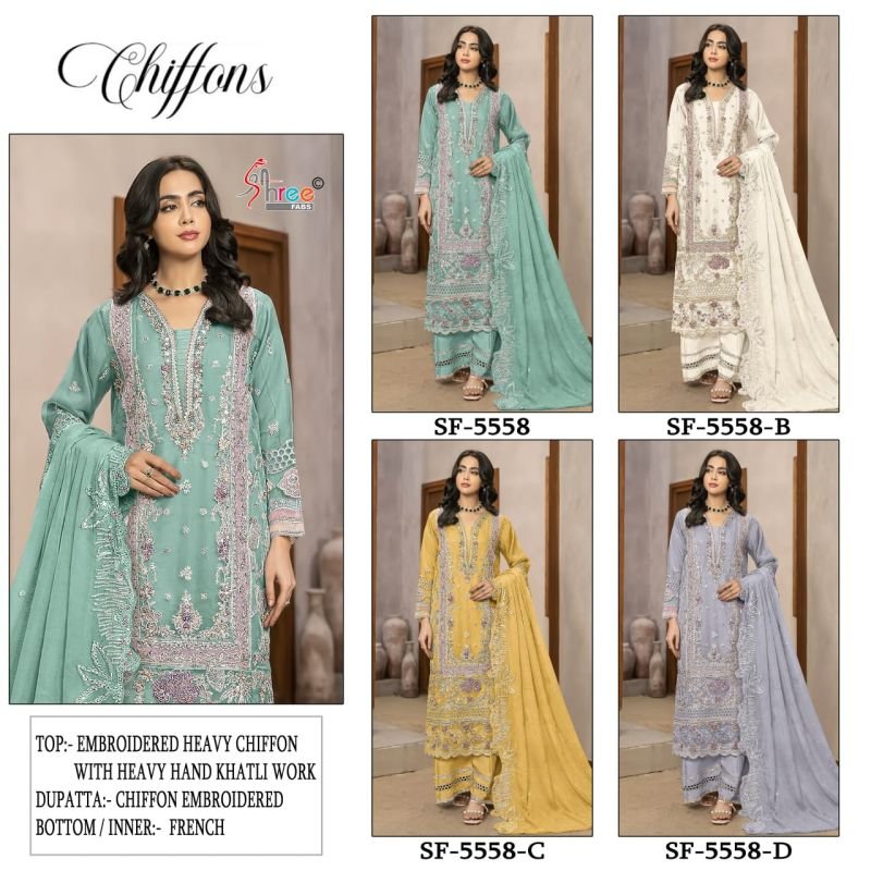 Buy Shree Sf 5558 A To D Chiffon Embroidered Salwar Kameez Collection Wholesale 2026