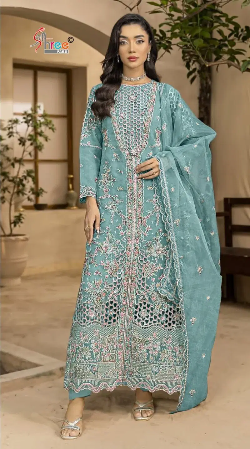 Shree Sf 5586 A To D Chiffon Embroidered Salwar Kameez Collection Wholesale