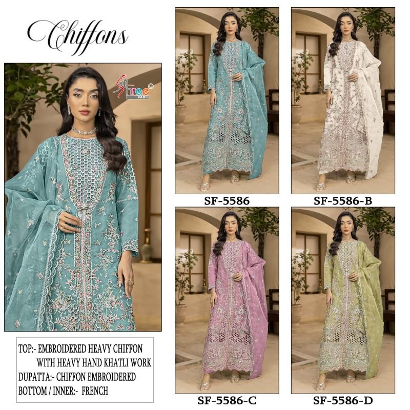 Beautiful Shree Sf 5586 A To D Chiffon Embroidered Salwar Kameez Collection Wholesale 2026