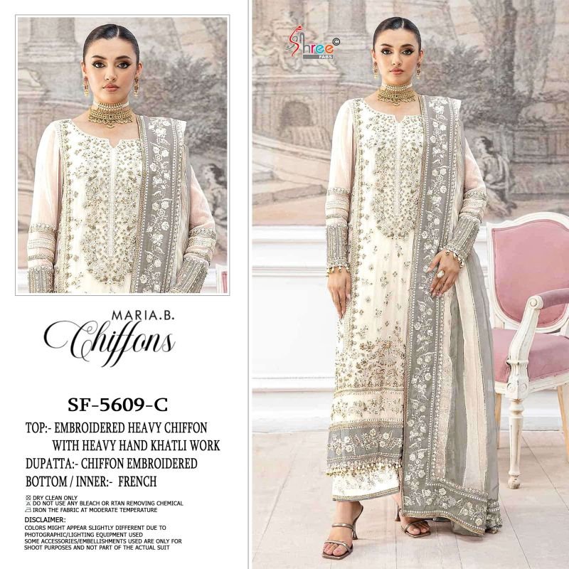Launching Shree Sf 5609 A To D  Chiffon Embroidered Salwar Kameez Collection Wholesale 2026