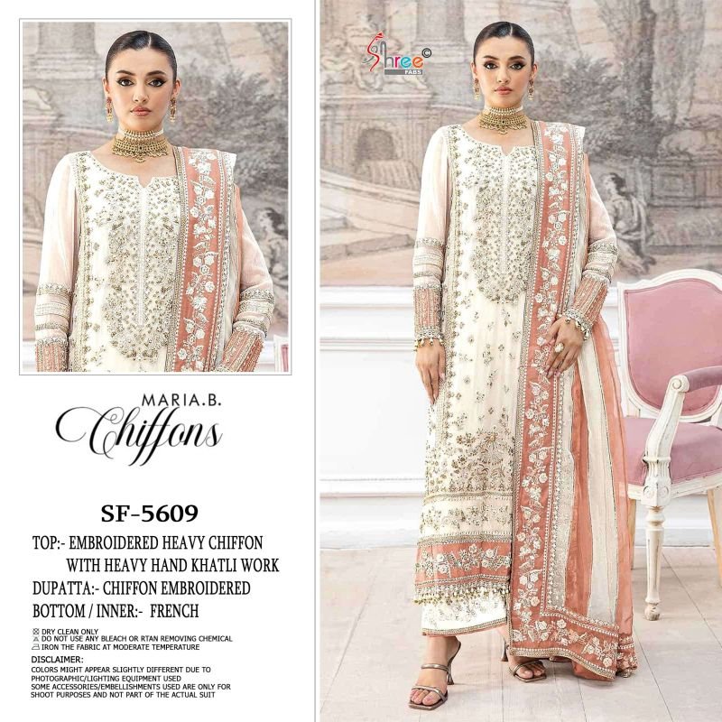 Launching Shree Sf 5609 A To D  Chiffon Embroidered Salwar Kameez Collection Wholesale 2026