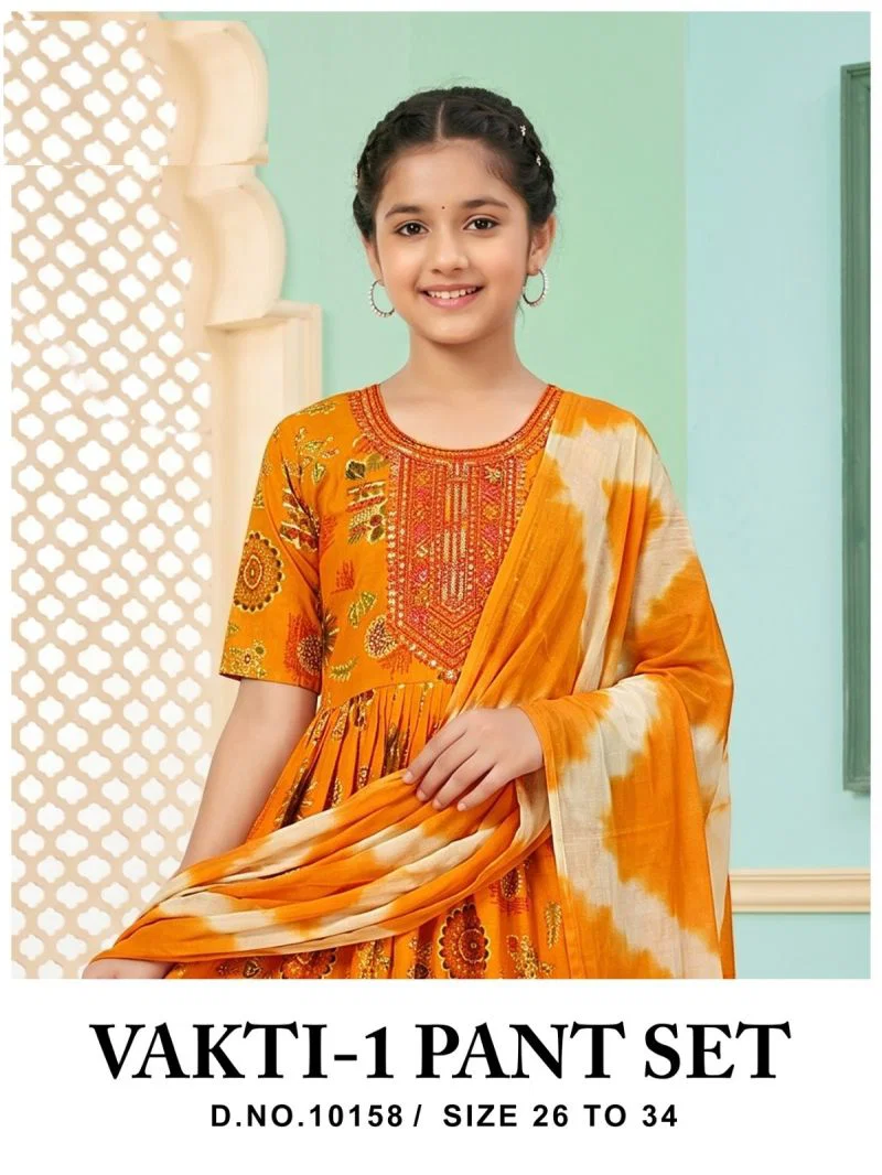 Vakti 10158 Capsule Printed Kids Wear Kurti With Pant Dupatta Wholesale