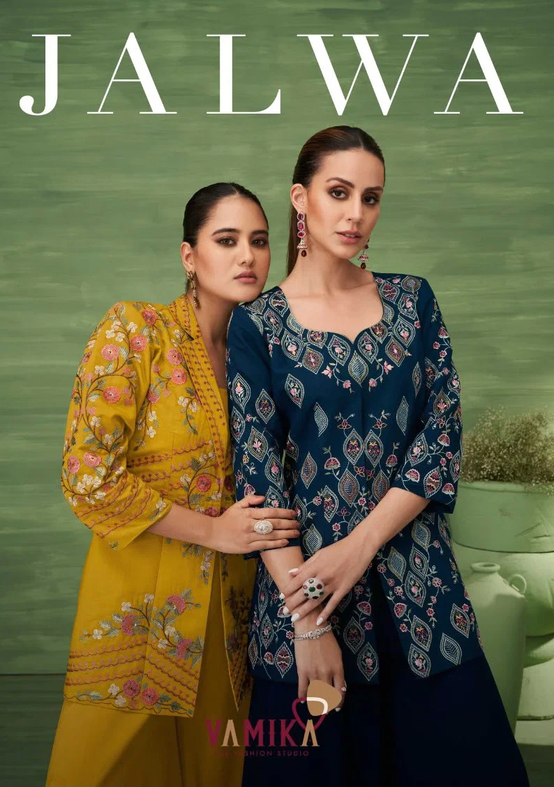 Vamika Jalwa Roman Silk Embroidered Indo Western Collection Wholesale