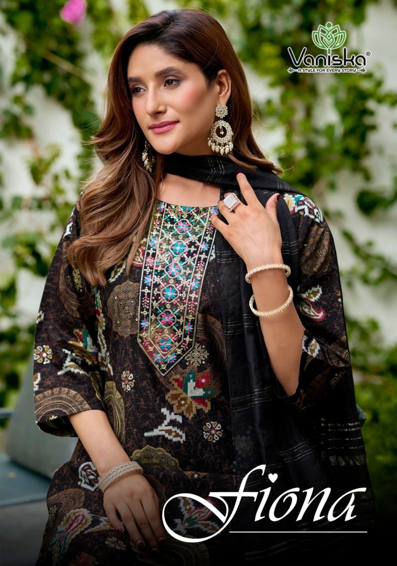 Vaniska Fiona Vertican Discharge Foil Primnted Kurti With Bottom Dupatta Wholesale