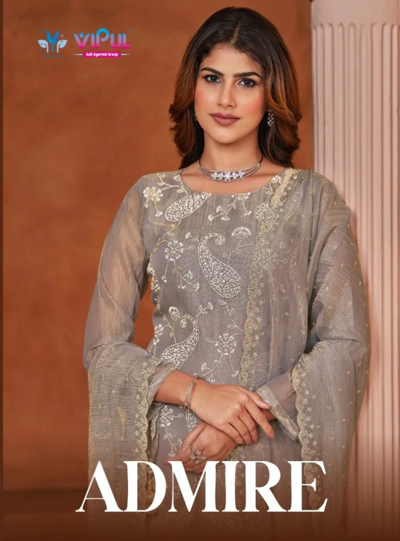 Vipul Admire Gold Tissue Chiffon Jarkan And Beads Work Salwar Kameez Wholesale