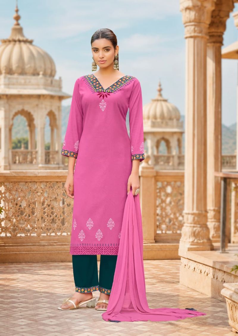 Buy Woodee Noor Rayon Thread Work Kurti With Bottom Dupatta Wholesale 2026