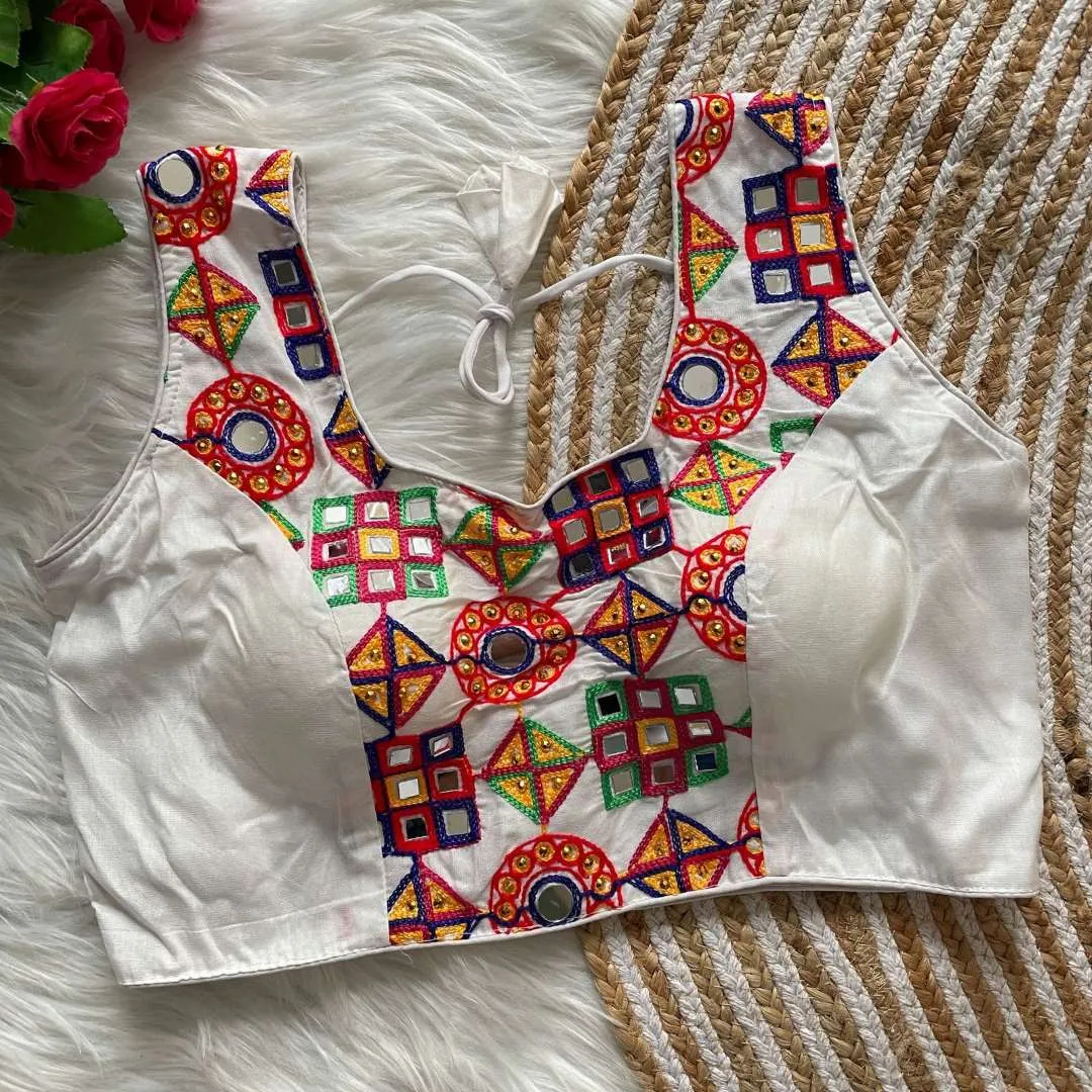 Ruhi Halter Neck Cotton Navratri Festival Readymade Blouse Online Surat