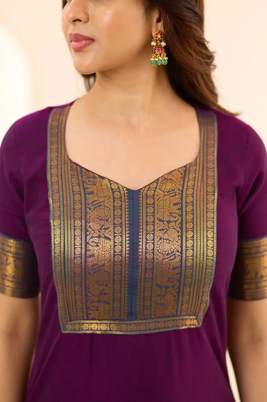 LFK 7031 Cotton Trendy Kurta Dupatta Set South Indian