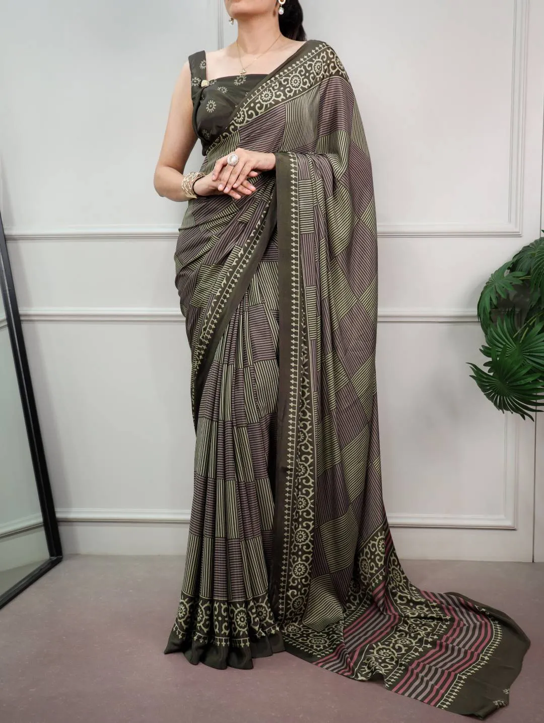 WMN 7081 Soft satin silk With Printed Work Saree Wholesale Supplier