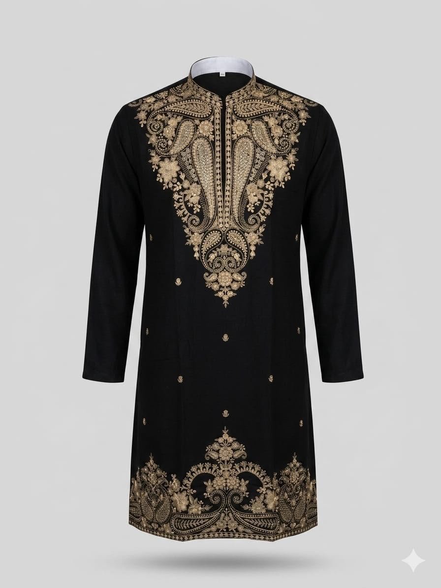 Lekha Sal 41 Premium Lachka Heavy Gold Embroidery Mens Kurta Pajama Wholesale