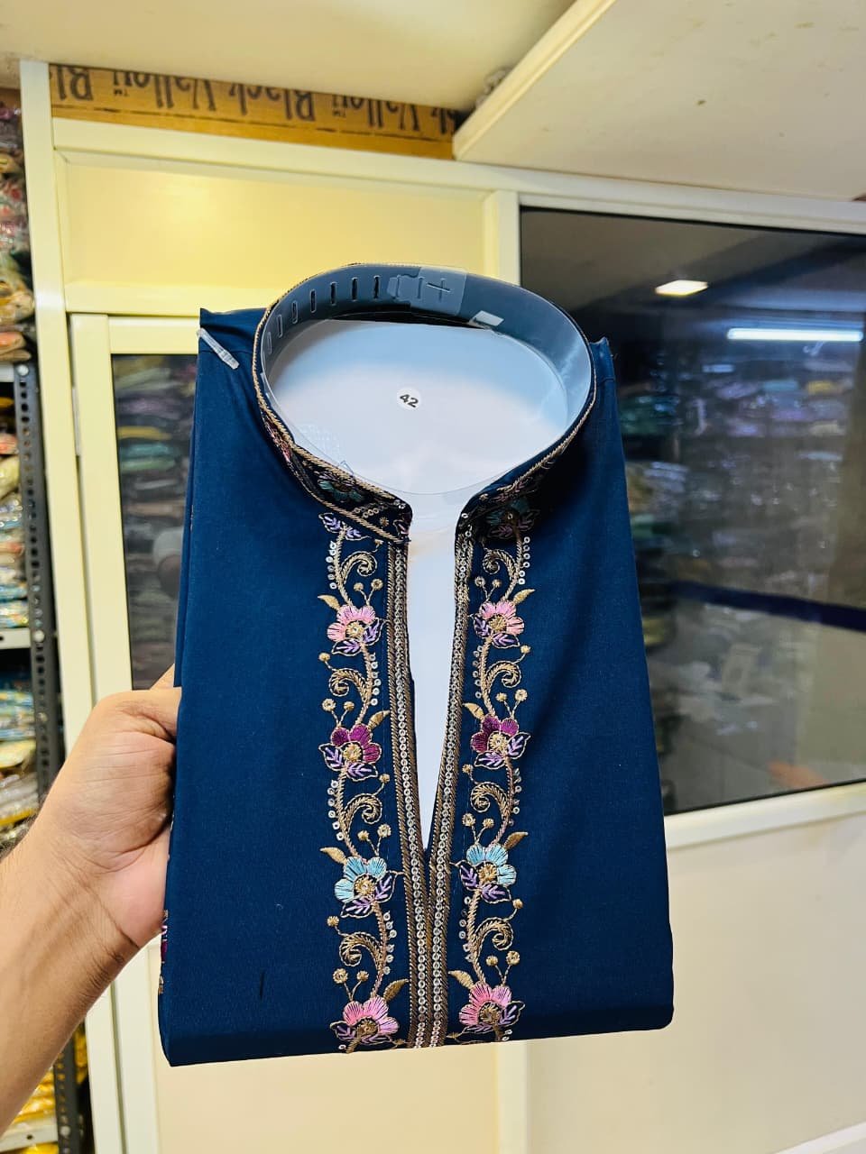 Lekha Mald 21 Mexican Cotton Embroidery Work Mens Kurta Wholesale