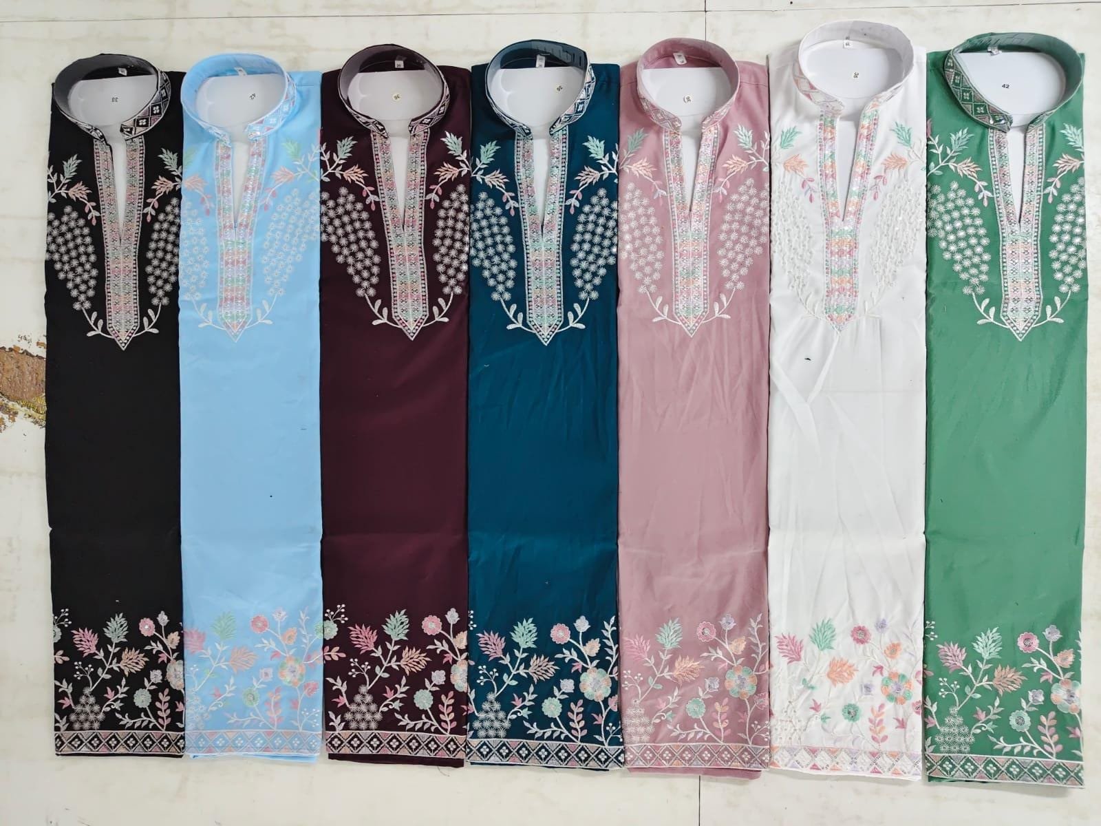 Lekha Mald 24 Mexican Cotton Embroidery Neck Work Kurta Wholesale