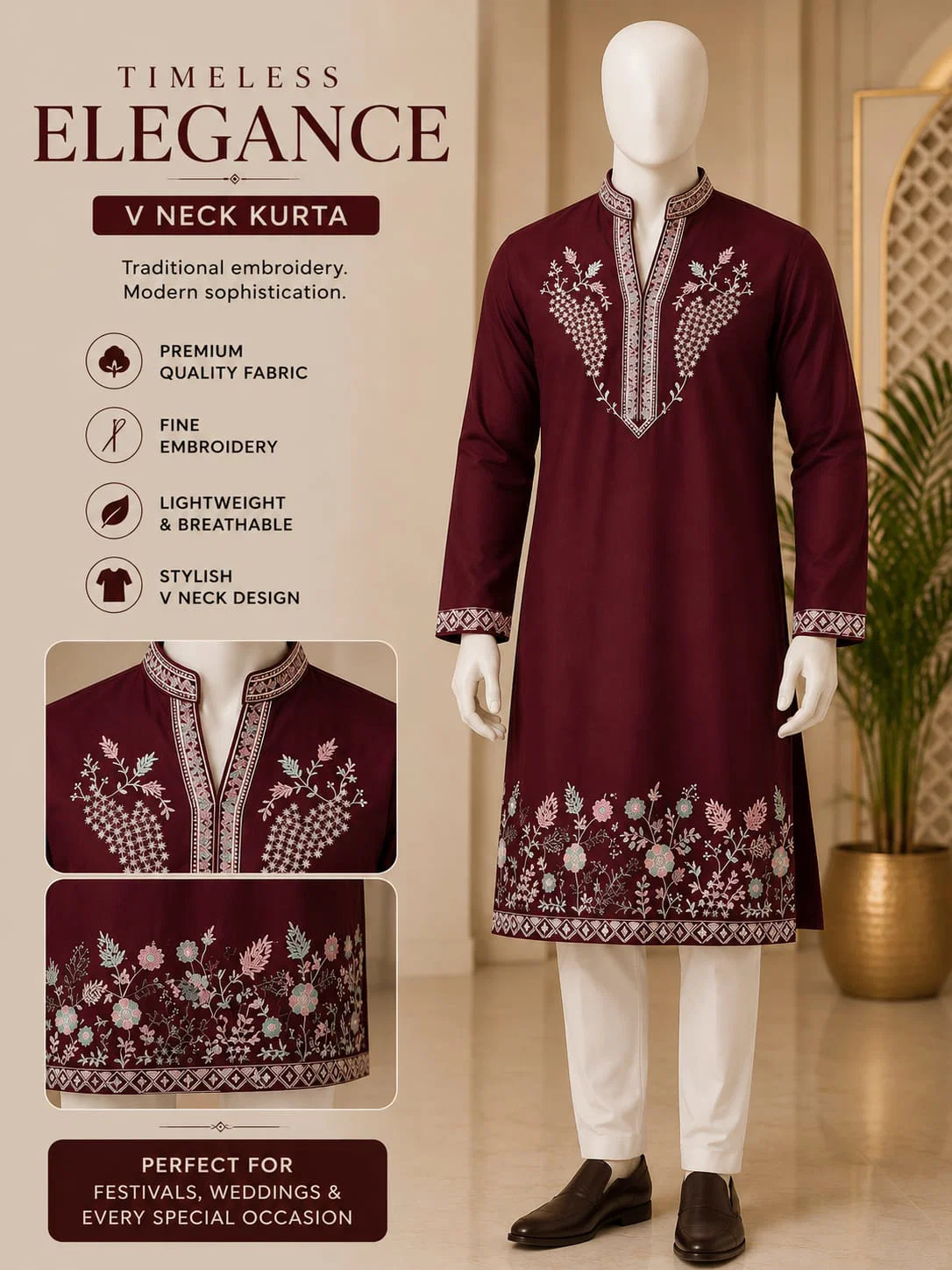 Launching Lekha Mald 25 Mexican Cotton Penal Embroidery V Neck Kurta Wholesale 2026