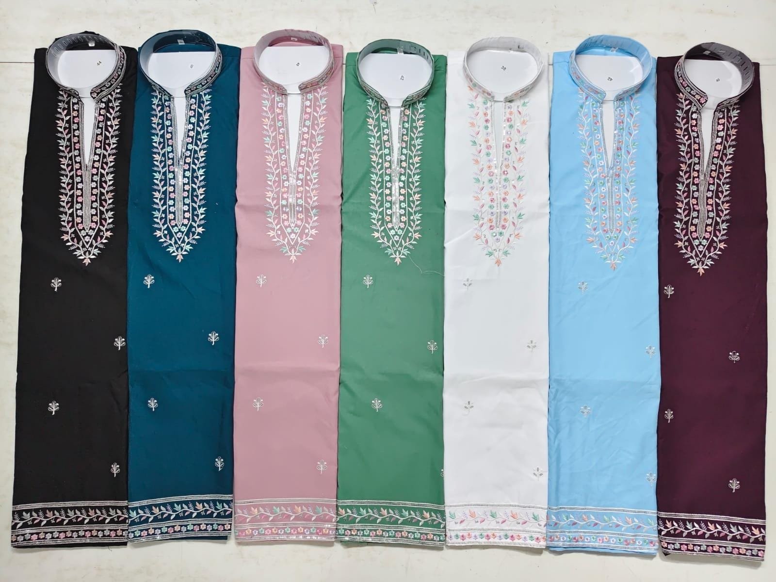 Lekha Mald 25 Mexican Cotton Penal Embroidery V Neck Kurta Wholesale