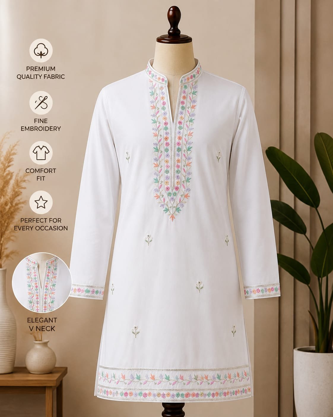Launching Lekha Mald 25 Mexican Cotton Penal Embroidery V Neck Kurta Wholesale 2026