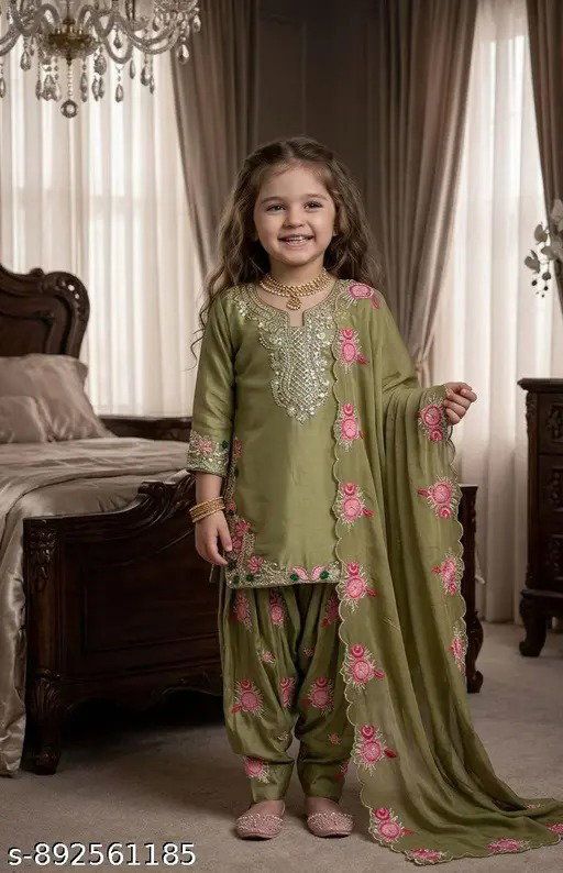 Buy St D No 164 Premium Silk Embroidery Worked Kids Salwar Suit Wholesale 2026