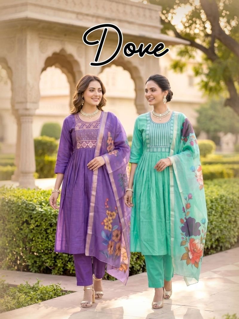 Dove Vol 1 Two Tone Rayon Embroidered Kurti With Bottom Dupatta Wholesale